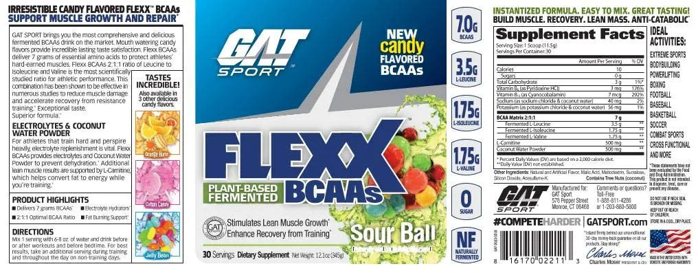 GAT SPORTS FLEXX BCAA 30 SERVING Sour Ball - Muscle & Strength India - India's Leading Genuine Supplement Retailer