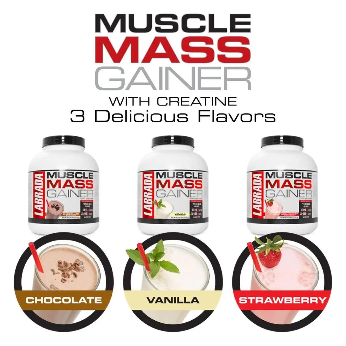 LABRADA MUSCLE MASS GAINER STRAWBERRY 6lbs - Muscle & Strength India - India's Leading Genuine Supplement Retailer