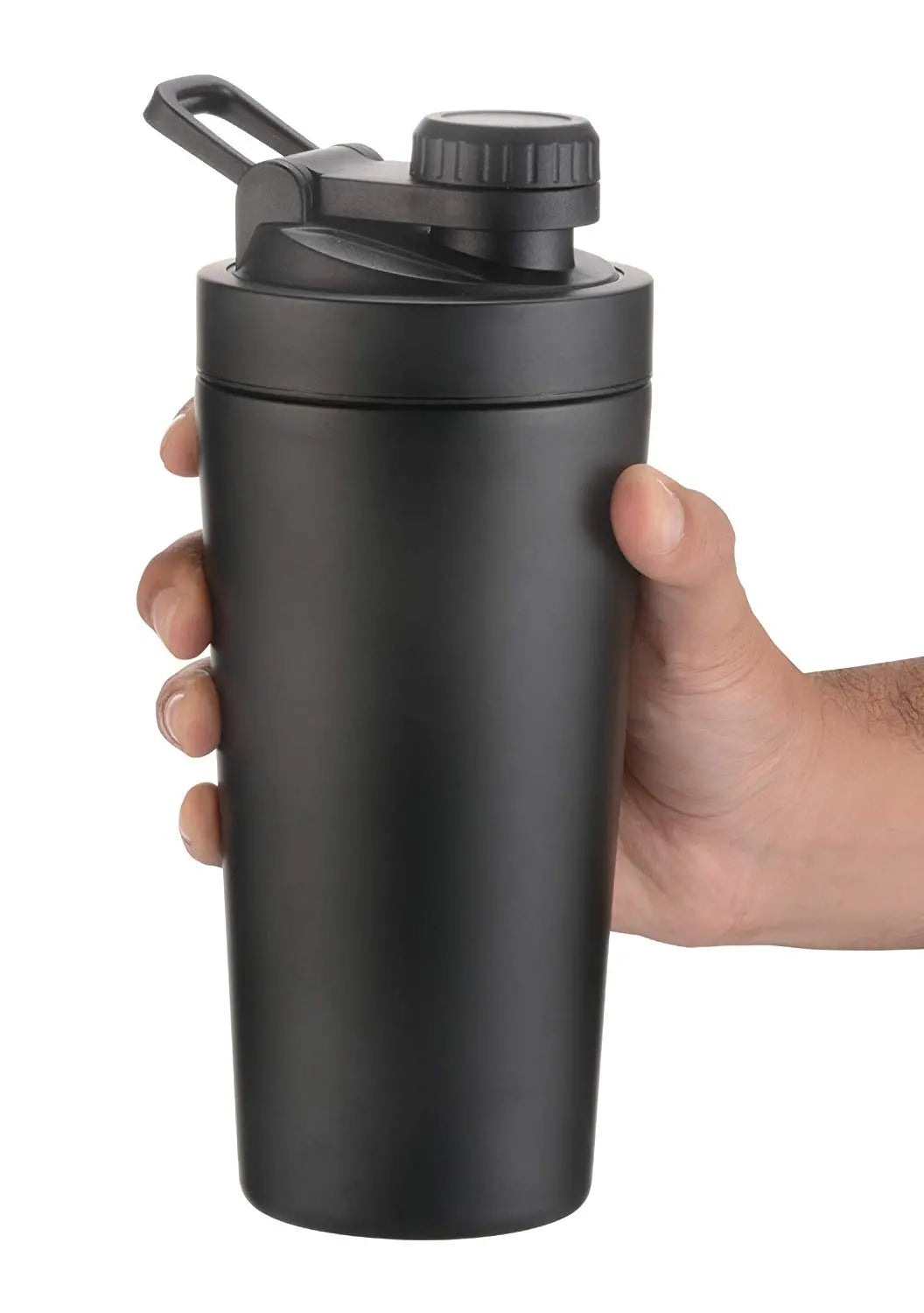 M&S Steel Shaker Bottle Hot & Cold (Black) - Muscle & Strength India - India's Leading Genuine Supplement Retailer