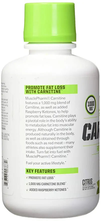 Muscle Pharm Carnitine Core Liquid Diet Supplement, Citrus, 30 Servings 16 oz 473ml