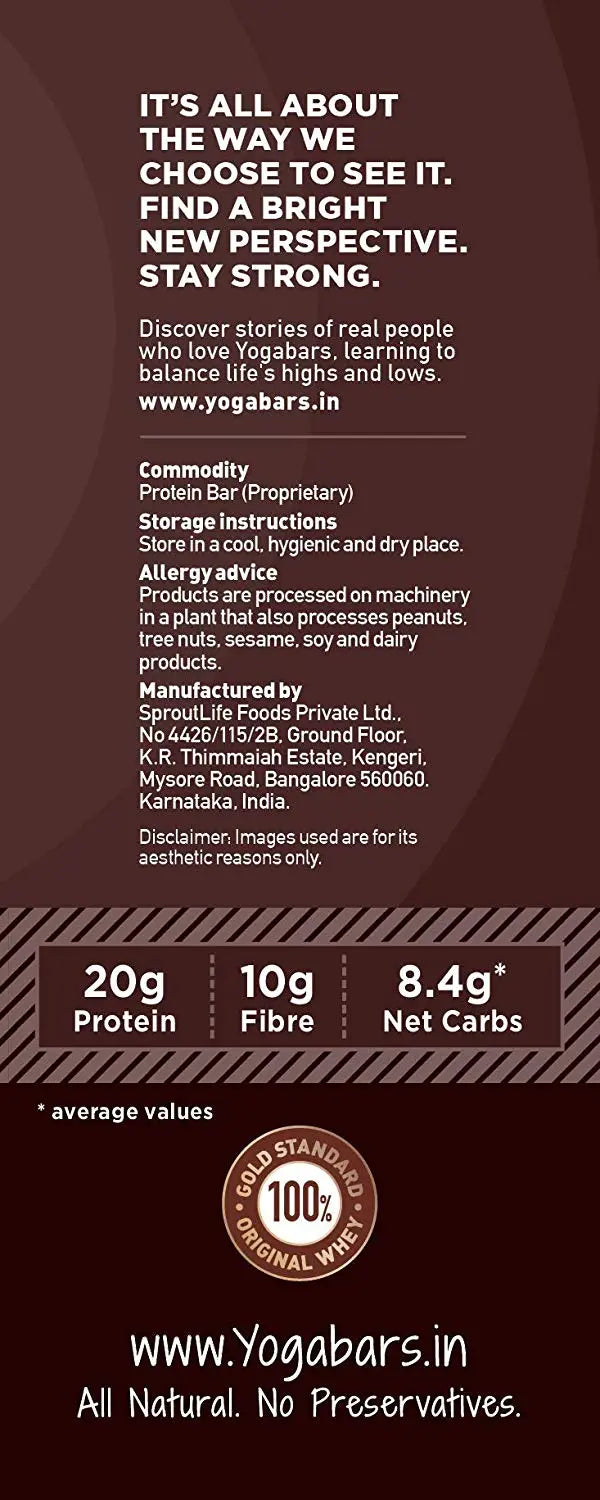 Yogabar Protein Variety Box - 360gm (Chocolate Brownie, Cranberry, Almond Fudge, Hazlenut, Pack of 6, 60gm x 6 Bars ) - Muscle & Strength India - India's Leading Genuine Supplement Retailer
