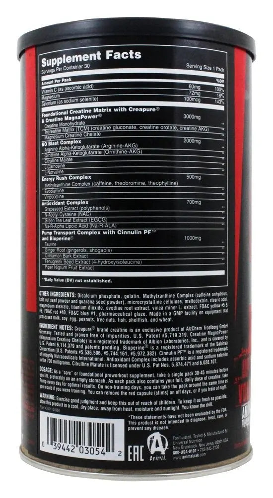 UNIVERSAL ANIMAL PUMP 30 PACK - Muscle & Strength India - India's Leading Genuine Supplement Retailer