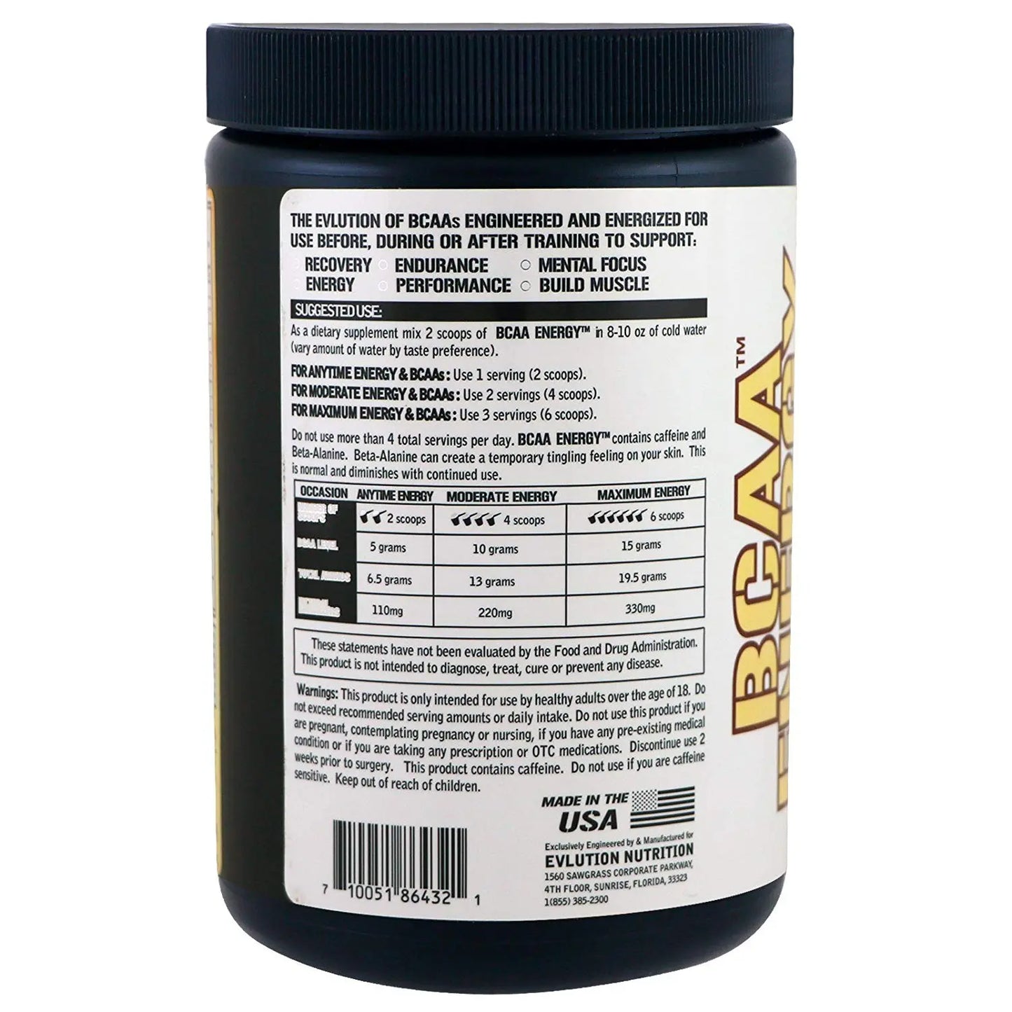 EVL BCAA ENERGY 30 SERVINGS VANILLA LATTE - Muscle & Strength India - India's Leading Genuine Supplement Retailer