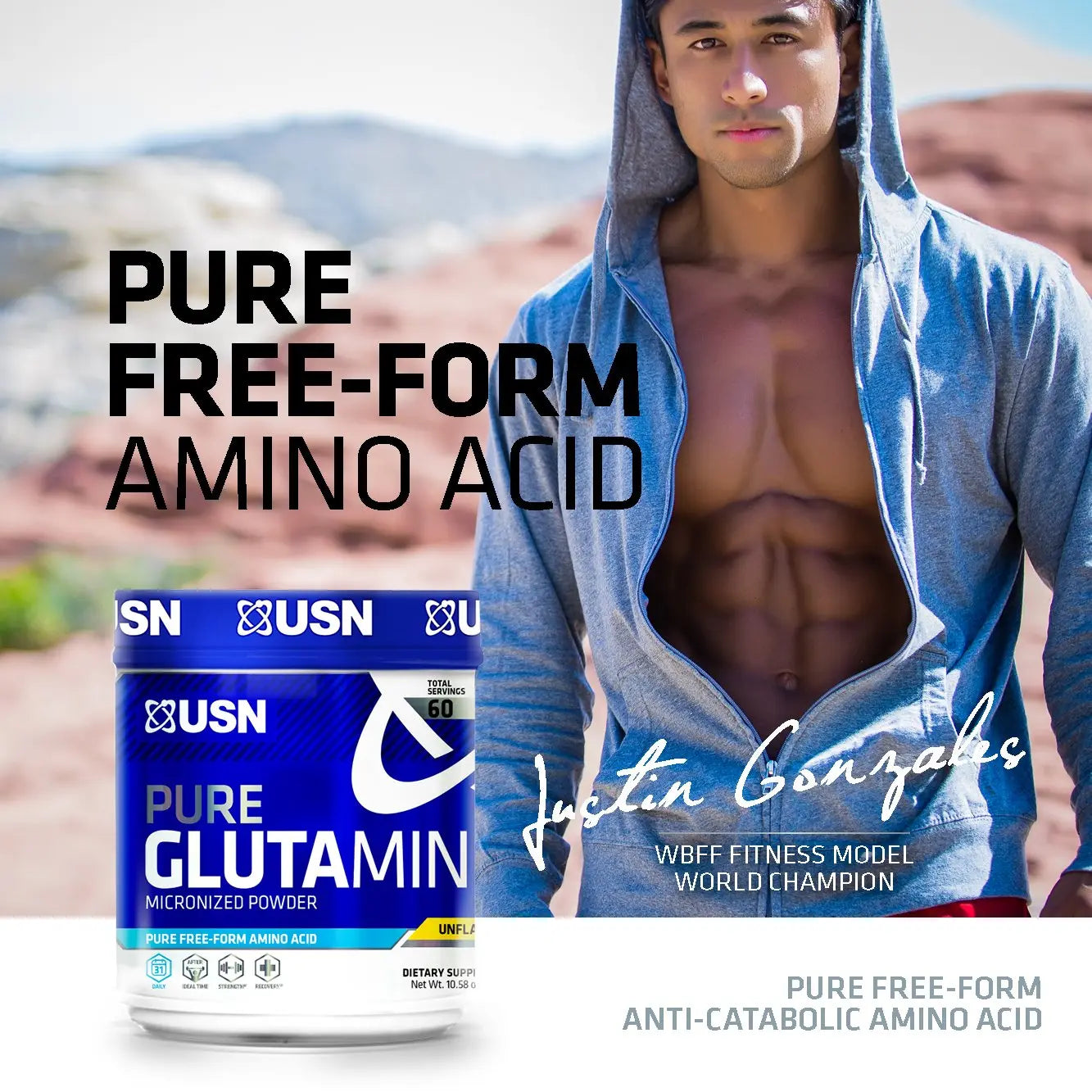 USN Pure Glutamine Micronized Powder, 300 Grams - Muscle & Strength India - India's Leading Genuine Supplement Retailer