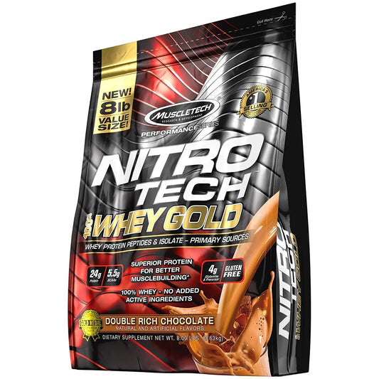 MT NITROTECH 100% WHEY GOLD 8 LBS DOUBLE RICH CHOCOLATE - Muscle & Strength India - India's Leading Genuine Supplement Retailer