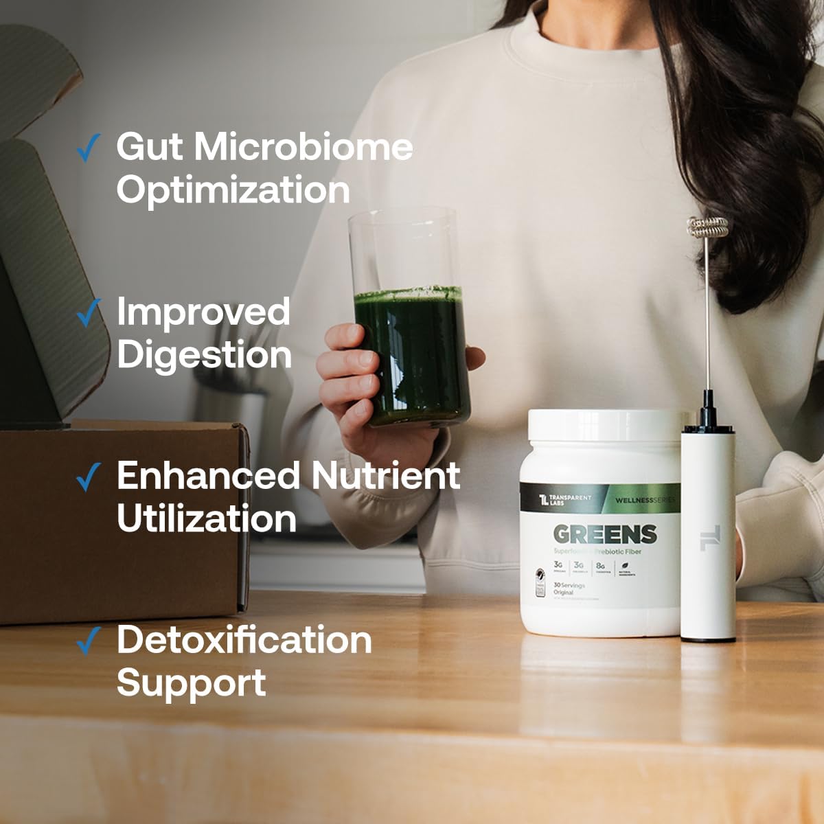 Transparent Labs Prebiotic Greens - Superfood Powder & Antioxidants Supplement  30Servings
