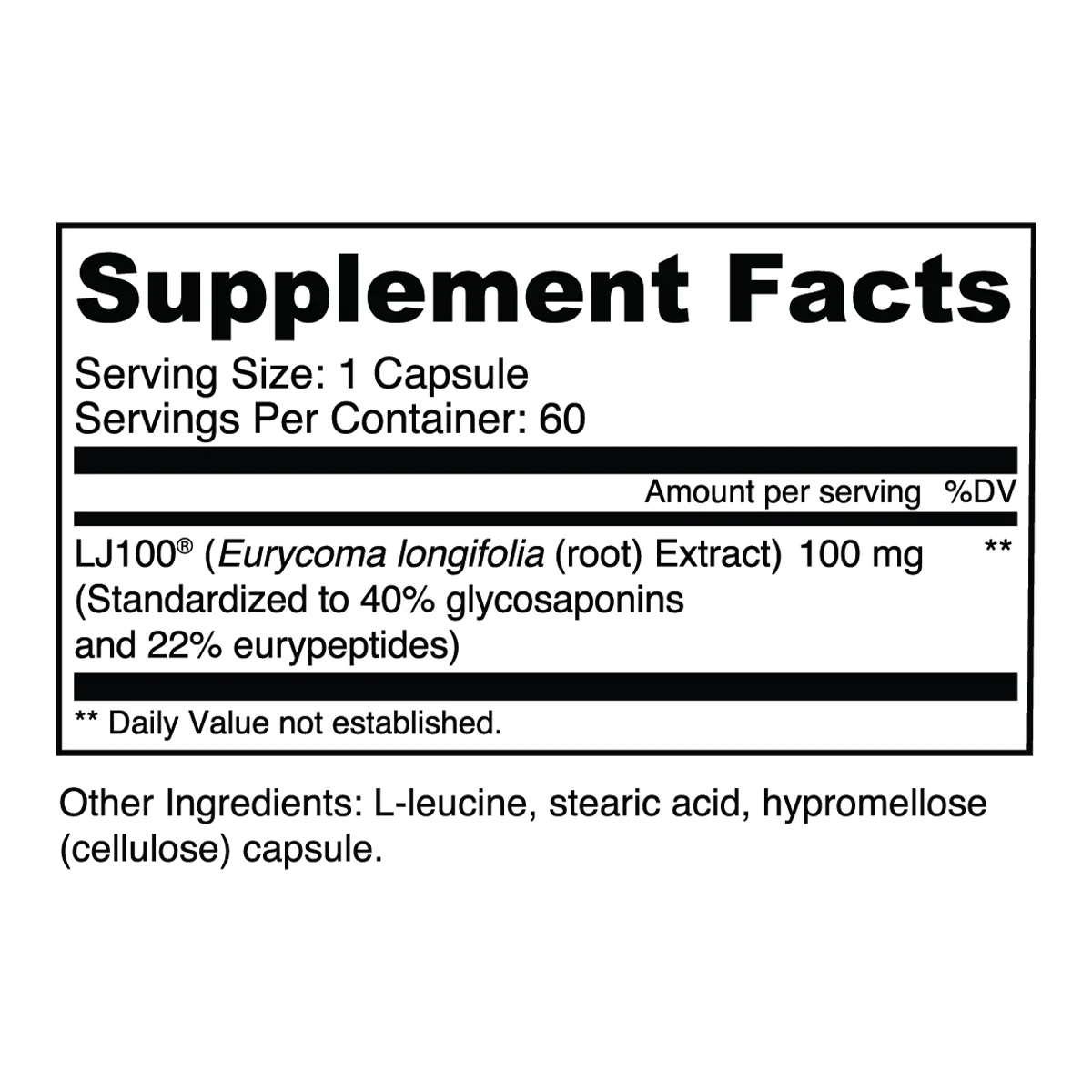 Transparent Labs LJ100® - Tongkat Ali 60 Capsules
