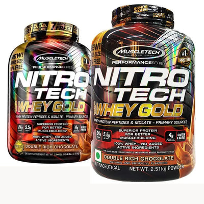 Muscletech Nitrotech Whey Gold 2.51 Kg Double Rich Chocolate - India's Leading Genuine Supplement Retailer