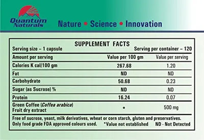 Quantum Naturals Green Coffee Extract 120 Capsules