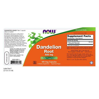 Now Dandelion Root 5000mg 100veg Capsules - Muscle & Strength India - India's Leading Genuine Supplement Retailer