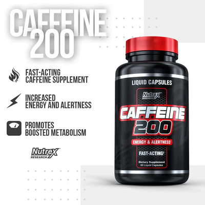 NUTREX CAFFEINE 200 60 LIQUIED CAPS - Muscle & Strength India - India's Leading Genuine Supplement Retailer