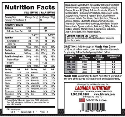 LABRADA MUSCLE MASS GAINER VANILLA 6LBS - Muscle & Strength India - India's Leading Genuine Supplement Retailer