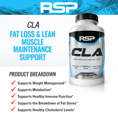 RSP CLA 180 SOFTGELS - Muscle & Strength India - India's Leading Genuine Supplement Retailer