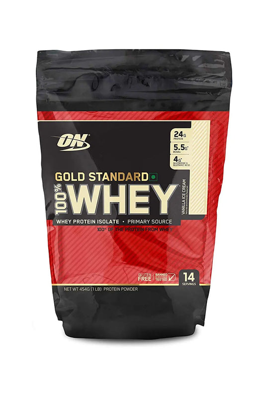 Optimum Nutririon Whey Gold 1LBS Vanila Ice Cream - Muscle & Strength India - India's Leading Genuine Supplement Retailer 