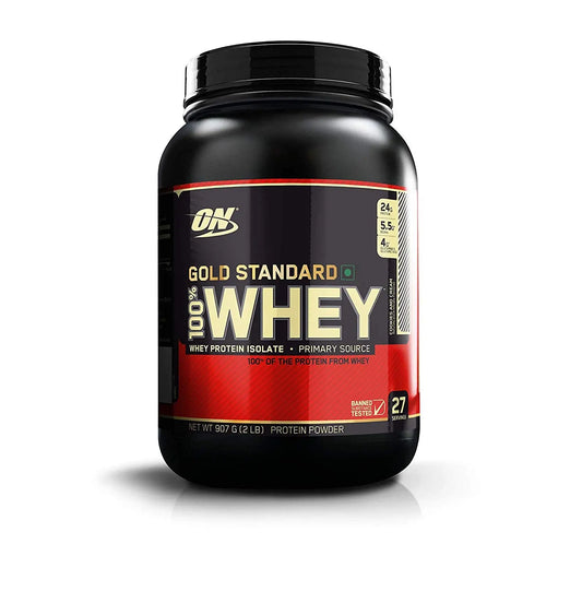 Optimum Nutrition 100% Whey Gold Standard - 2 Lbs (Cookies & - Muscle & Strength India - India's Leading Genuine Supplement Retailer 