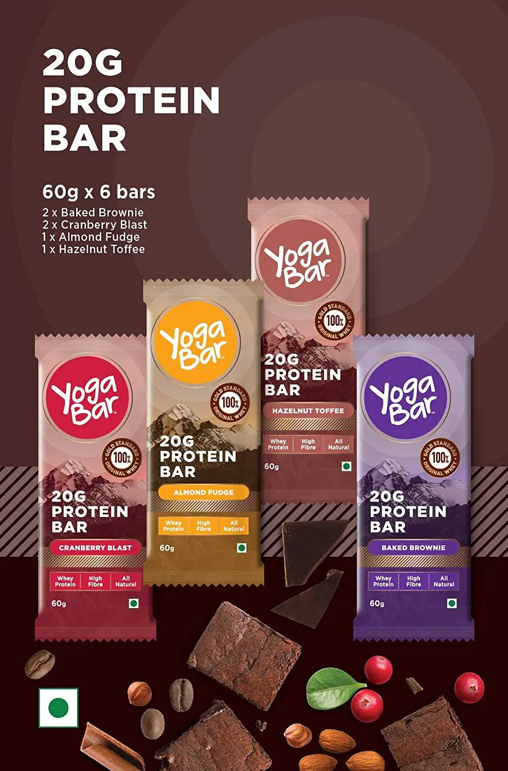 Yoga Bar Protein Bar Baked Brownie at Rs 639/pack