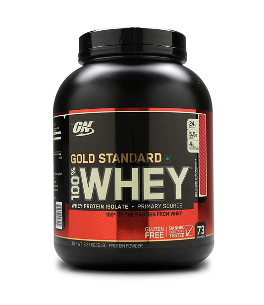 OPTIMUM NUTRITION(ON) GOLD STANDARD 100% WHEY DELICIOUS STRAWBER - Muscle & Strength India - India's Leading Genuine Supplement Retailer 