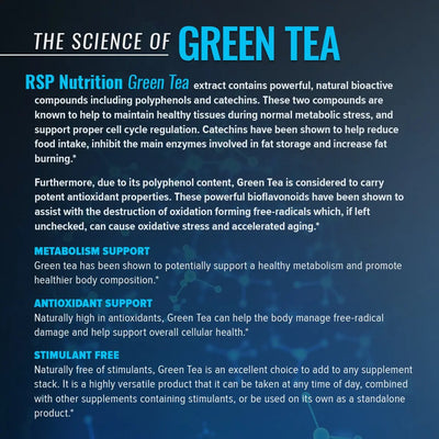 RSP GREEN TEA EXTRACT 100 SERVINGS 100 CAPS - Muscle & Strength India - India's Leading Genuine Supplement Retailer