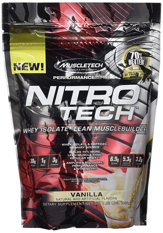 MT PERFORMANCE SERIES NITROTECH 1 LBS MILK VANILLA - Muscle & Strength India - India's Leading Genuine Supplement Retailer 
