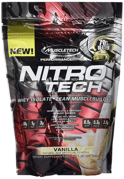 MT PERFORMANCE SERIES NITROTECH 1 LBS MILK VANILLA - Muscle & Strength India - India's Leading Genuine Supplement Retailer