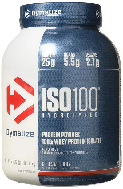 DYMATIZE ISO 100 HYDROLYZED 3 LB STRAWBERRY - Muscle & Strength India - India's Leading Genuine Supplement Retailer