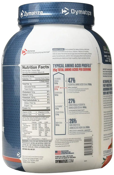 DYMATIZE ISO 100 HYDROLYZED 3 LB STRAWBERRY - Muscle & Strength India - India's Leading Genuine Supplement Retailer