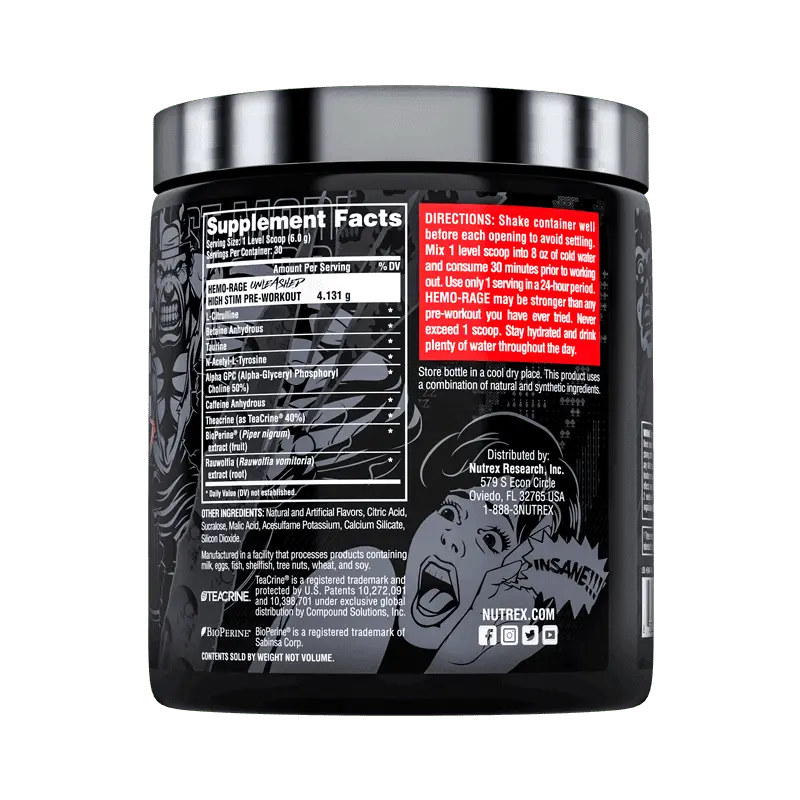 Nutrex New Hemo-Rage Unleashed The Ultimate High Stim Pre-Workout ...